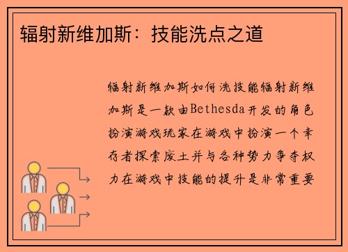 辐射新维加斯：技能洗点之道